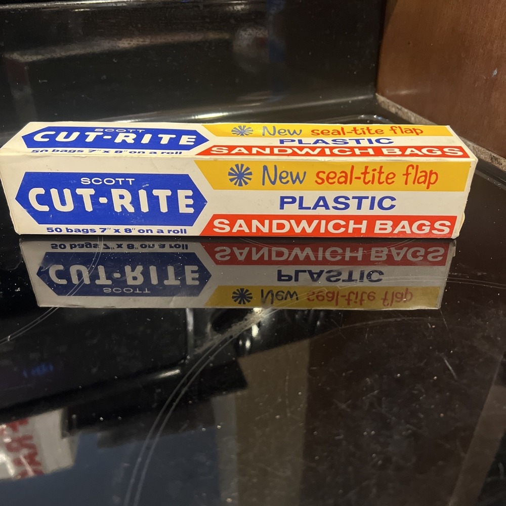 Vintage 1965 Scott Cut-Rite Plastic Sandwich Bags - Open- Looks Full -Movie Prop